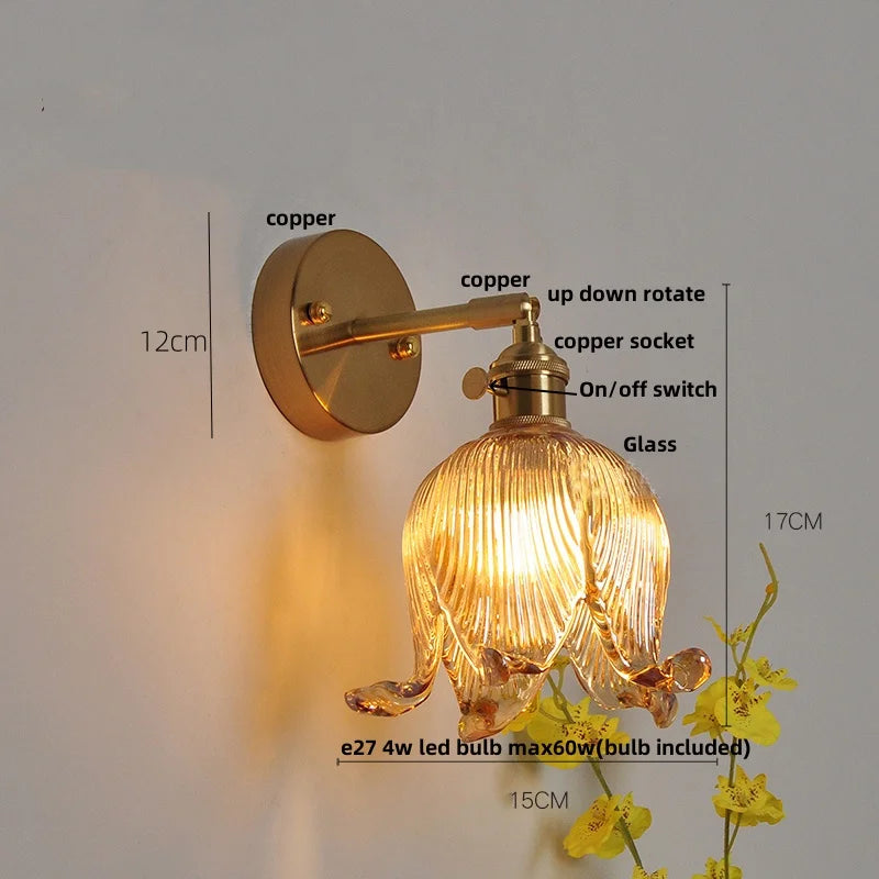 Decorbites™ Loft Bernstein-Glas LED Wandlampe mit Vintage-Drehschalter