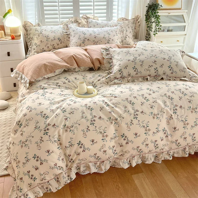 Decobites Floral Princess 100% Cotton Duvet Set for Queen Size Bed