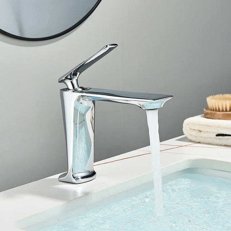 DecorBites™ Black Basin Mixer Faucet for Bathroom Vanity, Deck Mounted Hot and Cold Water Tap