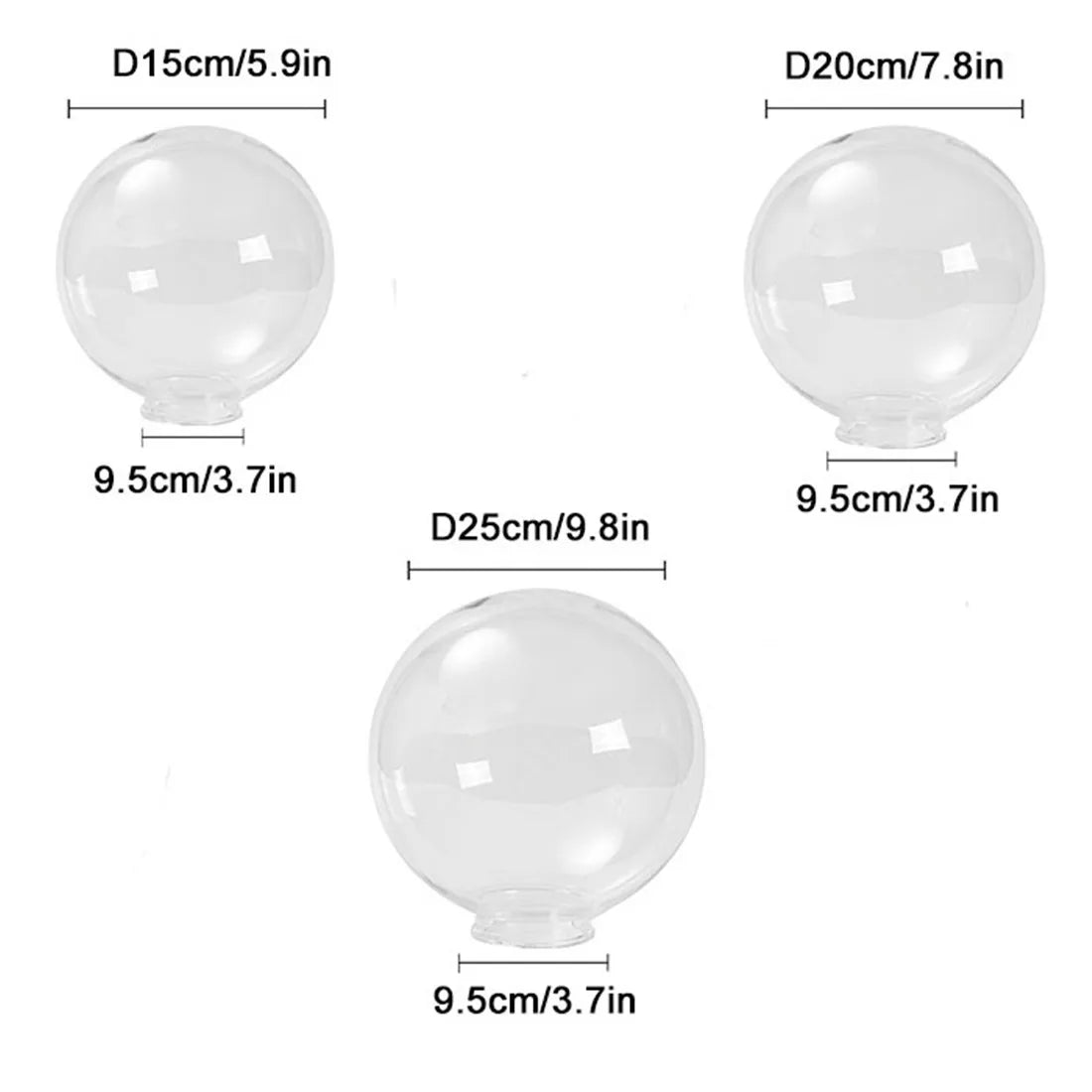 Lámpara de globo redonda de acrílico blanco y transparente para iluminación exterior de jardín
