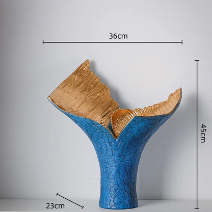 DecorBites™ Jarrón de resina negra y dorada para decoración del hogar