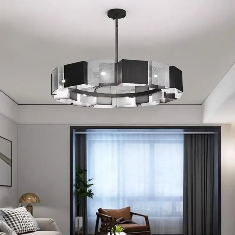 DecorBites™ Black Metal Loft LED Chandelier: Modern Indoor Pendant Lamp Fixture Home Lighting
