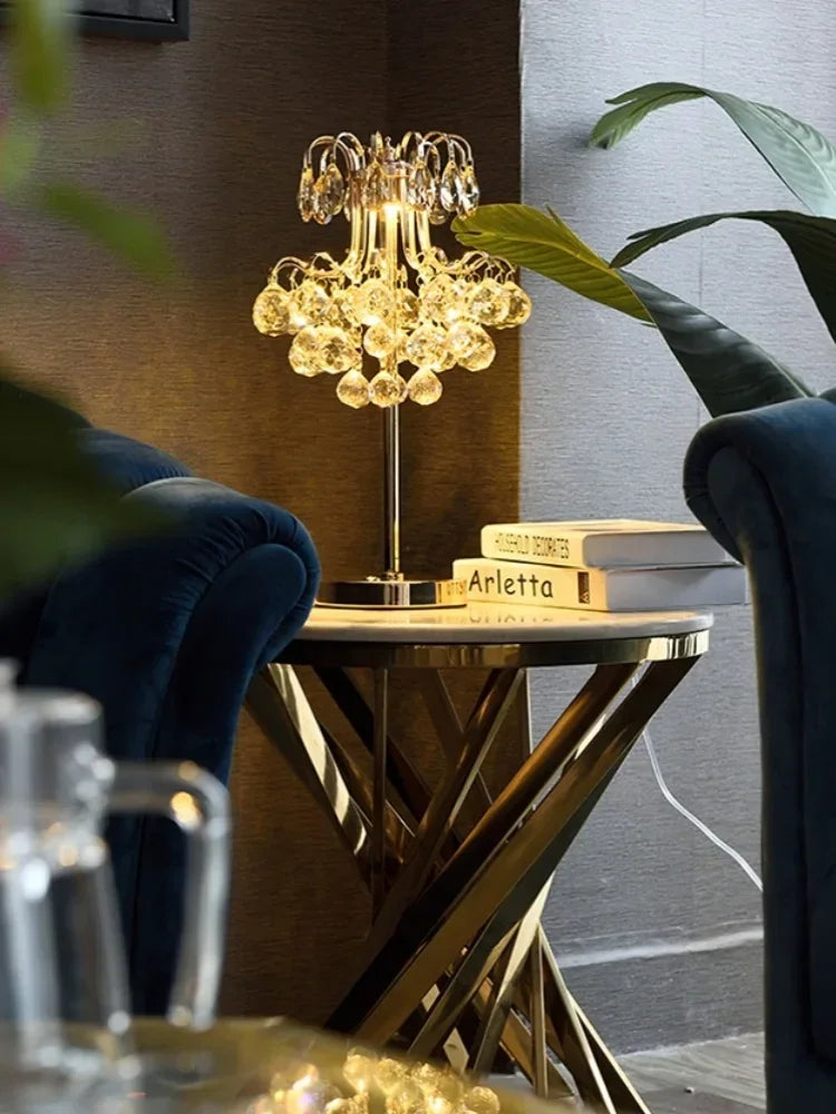 DecorBites™ Crystal Table Lamp: Nordic Luxury LED Touch Dimming, Modern Bedroom Bedside Lighting