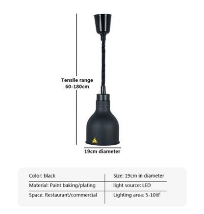 DecorBites™ Electric Food Heat Lamp: Telescopic Pendant Light for Restaurant's Kitchen Fixtures
