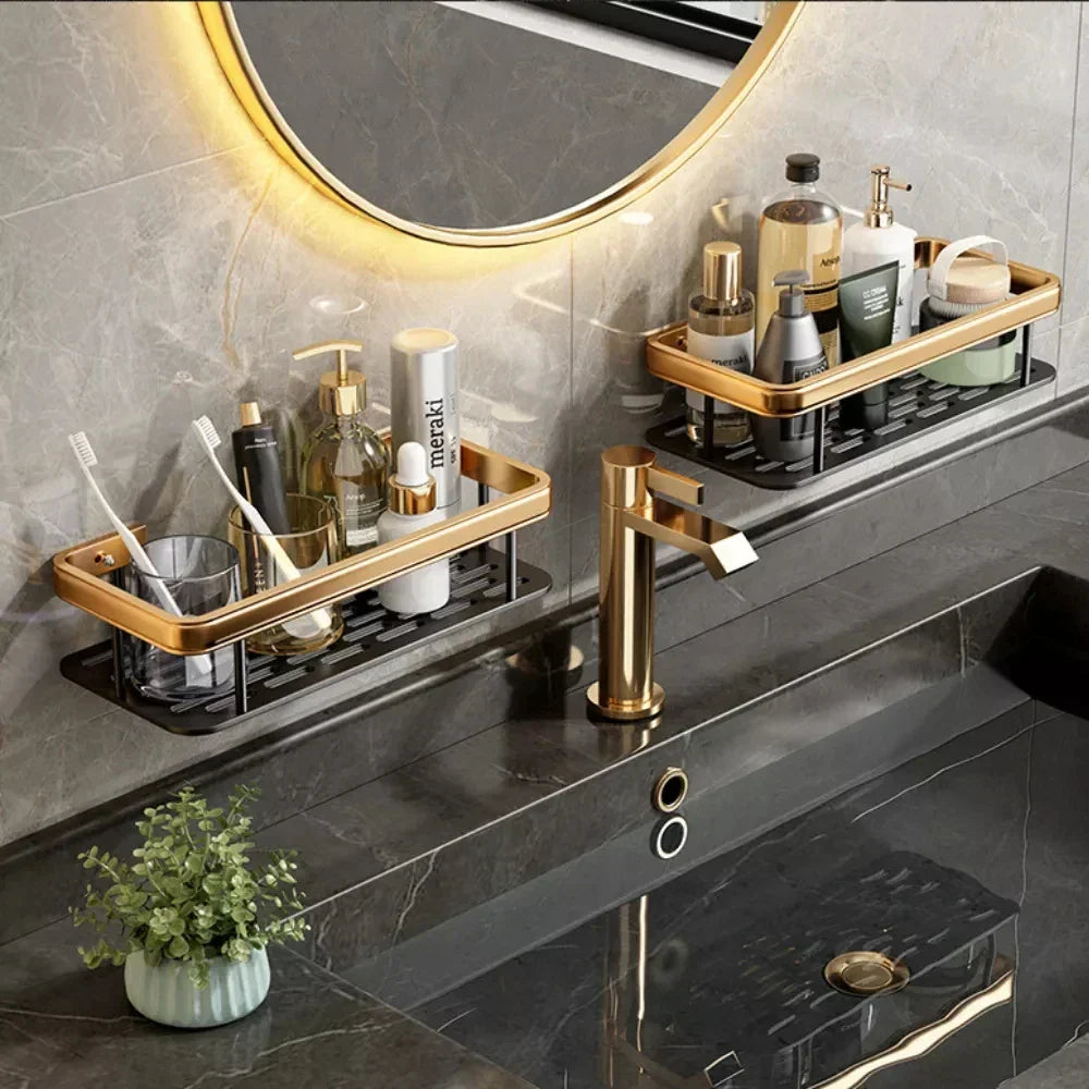 رف حمام زاوية من الألومنيوم من DecorBites™ مع حامل مناشف