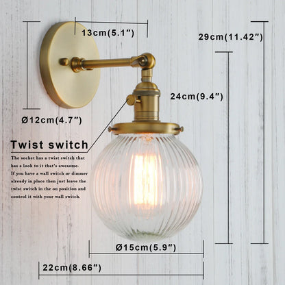 DecorBites™ Industrial Ribbed Glass Wall Sconces for Kitchen Living Room Bedroom