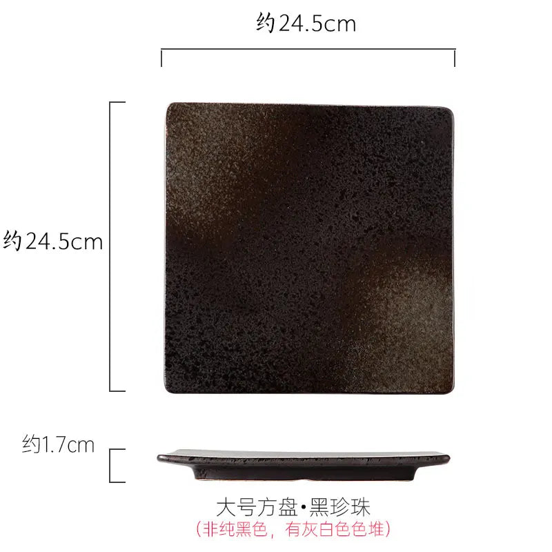 DecorBites™ Glazed Barbecue Wing Plate with Knife - Japanese Style Tray for Roast Wings and Fish
