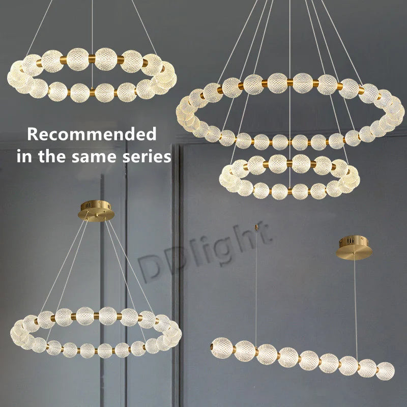 DecorBites™ Elegant Pearl Necklace LED Ceiling Chandelier for Living Room and Bedroom