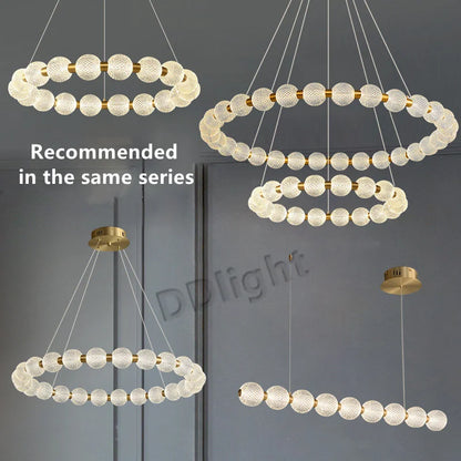 DecorBites™ Elegant Pearl Necklace LED Ceiling Chandelier for Living Room and Bedroom