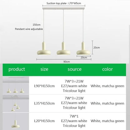 DecorBites™ Disc Shaped LED Pendant Light in Cream White Green for Bedroom Living Rooms