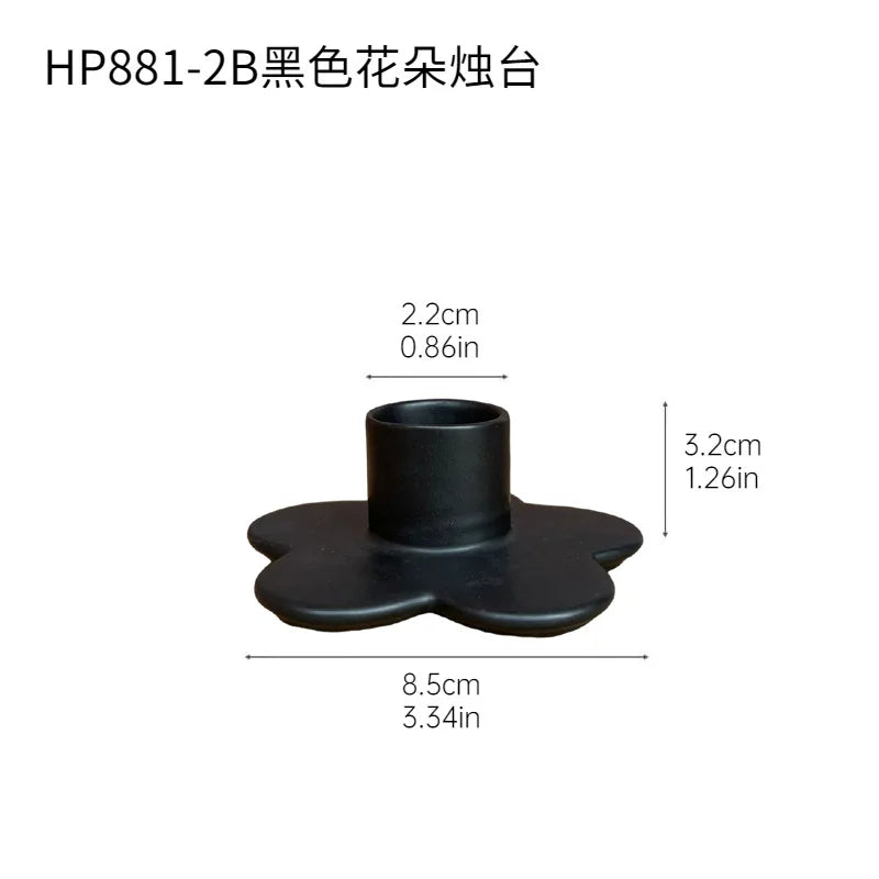 DecorBites™ Cartoon Flower Ceramic Candle Holder Candelabrum Desktop Storage Accessory