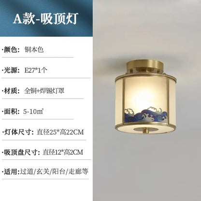 ديكوربايتس™ إضاءة مدخل نحاسية بالكامل، رأس غرفة النوم، السقف، الممر، إضاءة درج دوارة