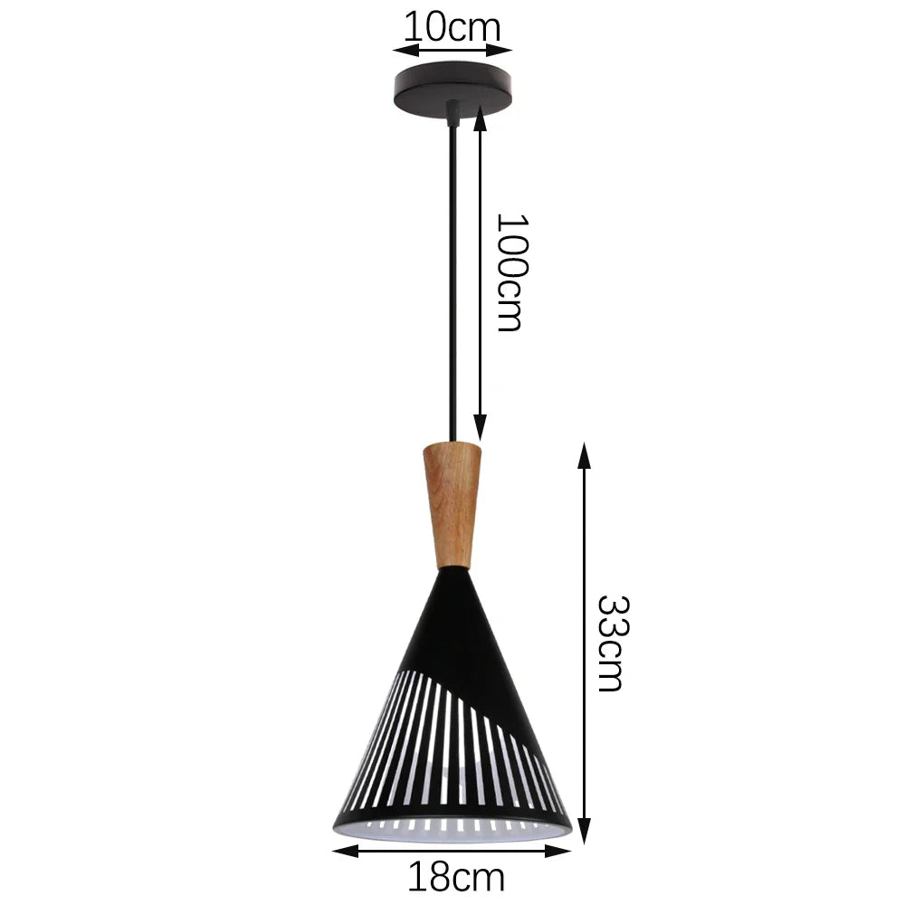 Black Wood Industrial Pendant Light