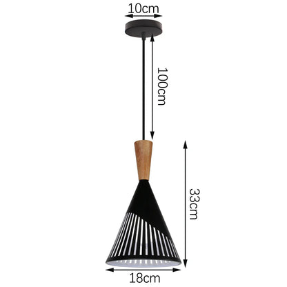 Black Wood Industrial Pendant Light