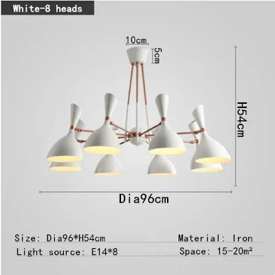 DecorBites™ Nordic LED Multiple Head Chandelier - Black/White Iron Art - Living Room/Bedroom/Kitchen/Hotel