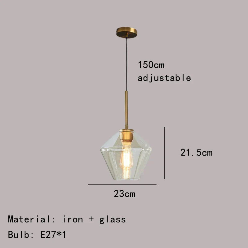 Lámpara colgante DecorBites™ de cristal ámbar gris para iluminación del hogar y la oficina