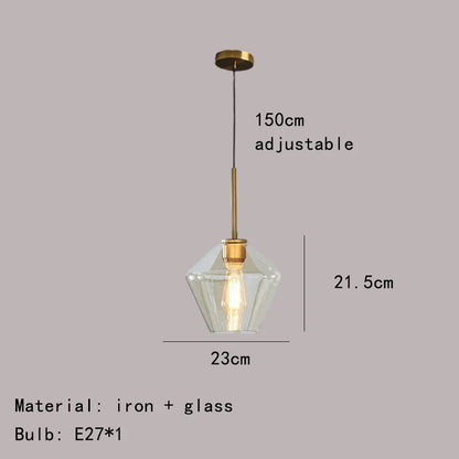 Lámpara colgante DecorBites™ de cristal ámbar gris para iluminación del hogar y la oficina