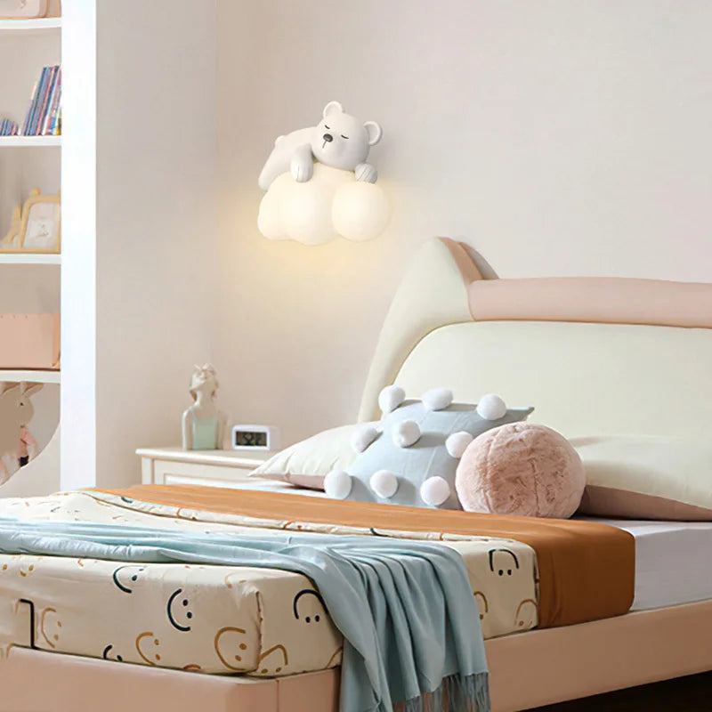 DecorBites™ Cloud Bunny Lamp: Kids' Room White Wall Light, Bedside Night Lamp