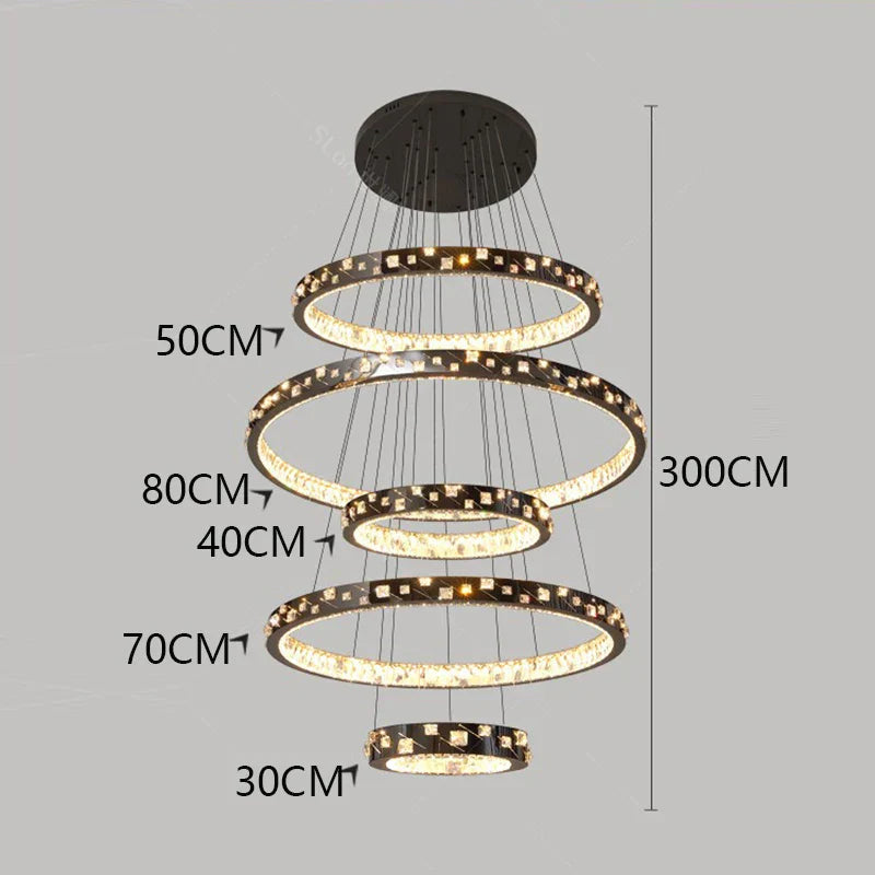 DecorBites™ Crystal Chandelier Stair Pendant Lamp Living Room Pendant Lights Interior Lighting