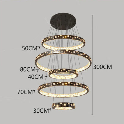 DecorBites™ Crystal Chandelier Stair Pendant Lamp Living Room Pendant Lights Interior Lighting