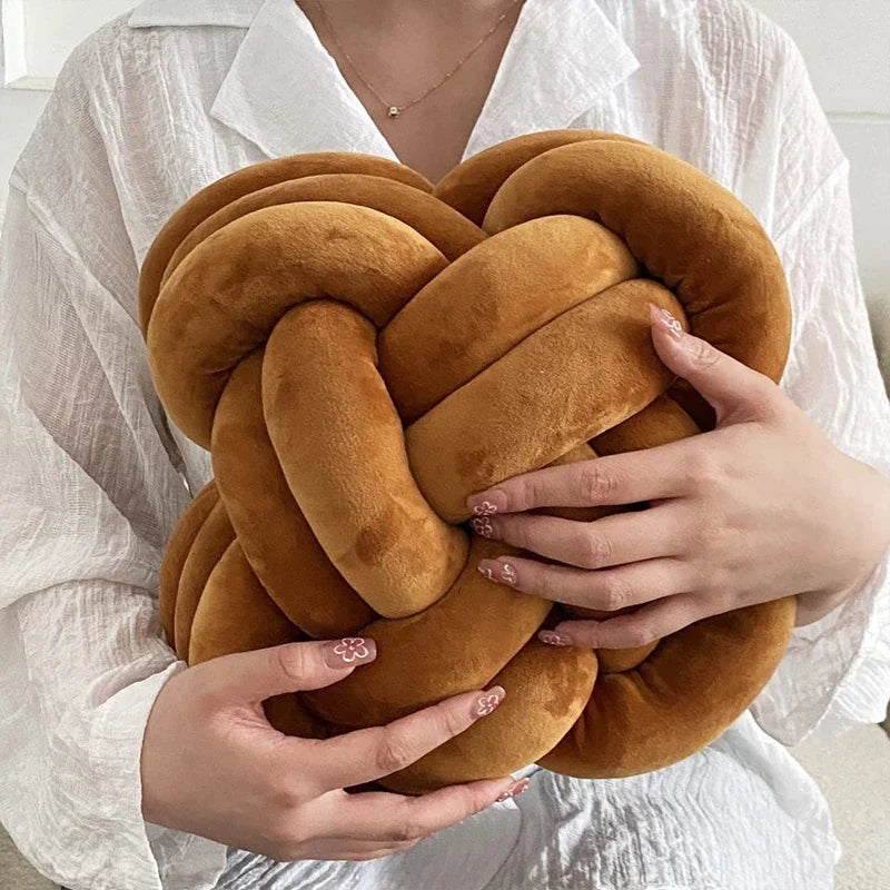 DecorBites™ Knot Pillow Ball Xmas Decorative Throw Pillow with Soft Plush