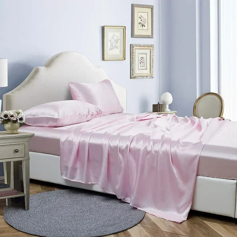 Decobites Satin Queen/ King Bed Sheets Set - Luxurious, High Quality, Solid Colors