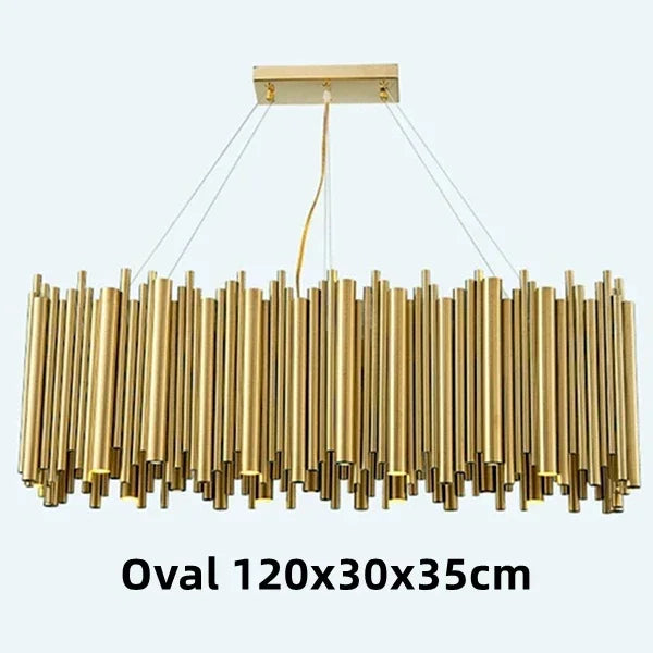 DecorBites™ Gold Brubeck LED Chandelier Pendant Light - Stylish Aluminum Alloy Tube Suspension Luminaire
