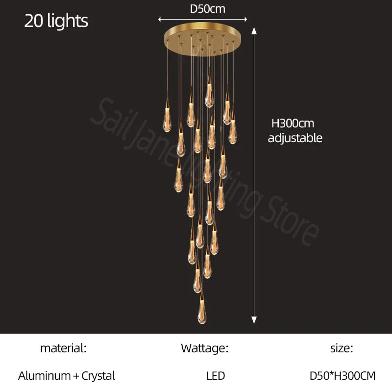 Gold Modern Crystal Chandelier 26-Light Dining