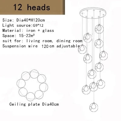 DecorBites™ Bubble LED Chandelier: Modern Art Glass Ball Lighting for Home, Hotel, Hallway