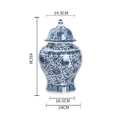 DecorBites™ Blue White Porcelain General Jar: Ceramic Tea Caddy Candy Pot Storage Container