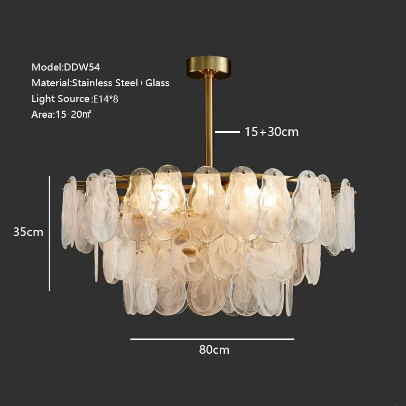 DecorBites™ Cloudy Glass Chandeliers: Modern LED Lustre Indoor Lighting for Living Room Décor