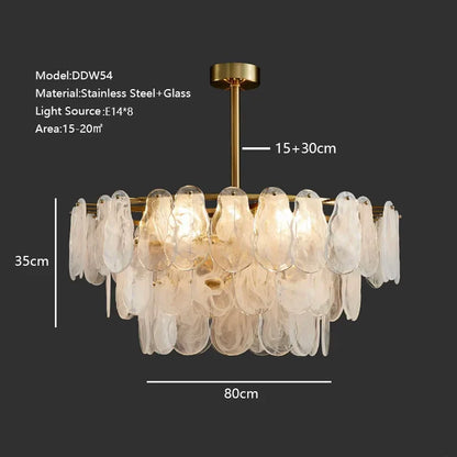 DecorBites™ Cloudy Glass Chandeliers: Modern LED Lustre Indoor Lighting for Living Room Décor