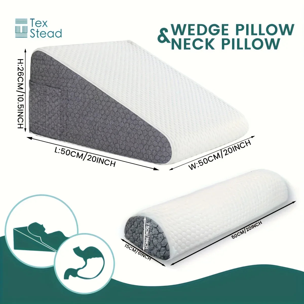 Decobites Memory Foam Wedge Pillow: Comfortable Sleep Support Triangle Pillow