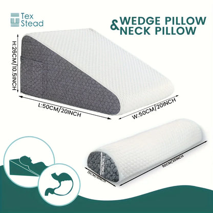 Decobites Memory Foam Wedge Pillow: Comfortable Sleep Support Triangle Pillow