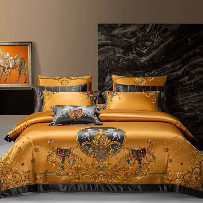 Juego de ropa de cama bordada en algodón brocado Luxe Decorbites™ - Cubrecama, ropa de cama, edredón