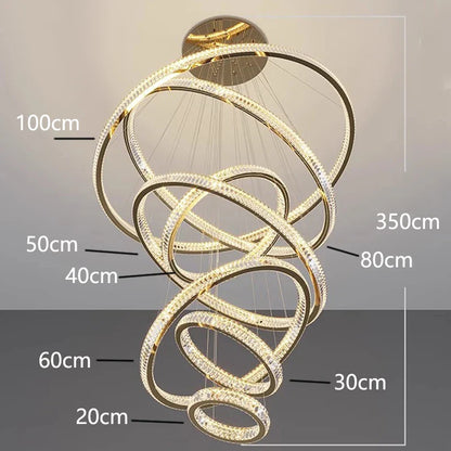 DecorBites™ Crystal Chandelier Stair Pendant Lamp Living Room Interior Lighting