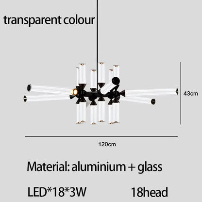 DecorBites™ Glass Tube Chandelier: Modern LED Pendant Lamp for Living Room, Bedroom, Cafe, and Dining Room.