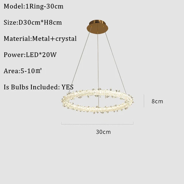 DecorBites™ K9 Crystal Round Chandelier: Modern LED Pendant Lamp for Home, Living Room, Bedroom, Lobby