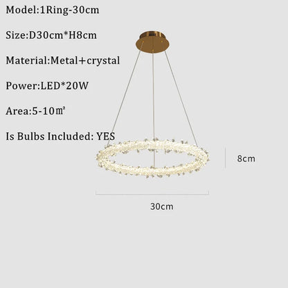 DecorBites™ K9 Crystal Round Chandelier: Modern LED Pendant Lamp for Home, Living Room, Bedroom, Lobby