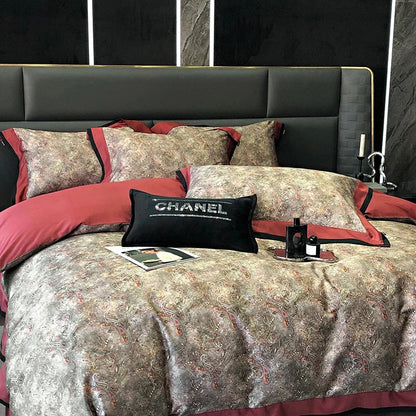 طقم أغطية سرير DecorBites™ 100S من القطن المصري المطبوع لمقاس كوين كينج Ru