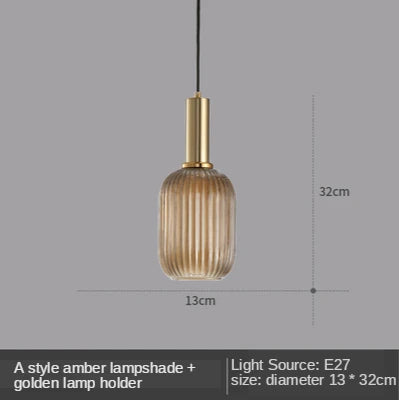 DecorBites™ Gray Glass LED Pendant Lights for Modern Nordic Home Decor