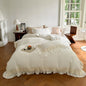 Decobites French Lace Ruffles Bedding Set - Soft and Skin-friendly Duvet Cover Set