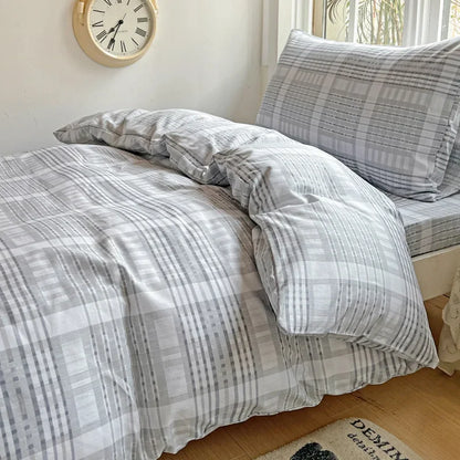 طقم أغطية سرير للطلاب مطبوع من القطن من DecorBites™ - طقم غطاء لحاف فردي مقاس كوين لجميع المواسم