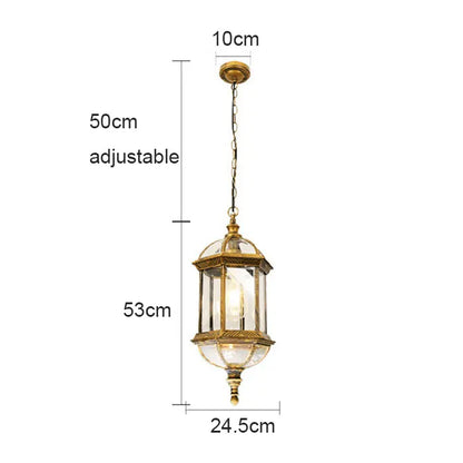 ديكوربايتس™ فانوس معلق خارجي أسود ريفي مع تركيب زجاجي شفاف مثبت في السقف