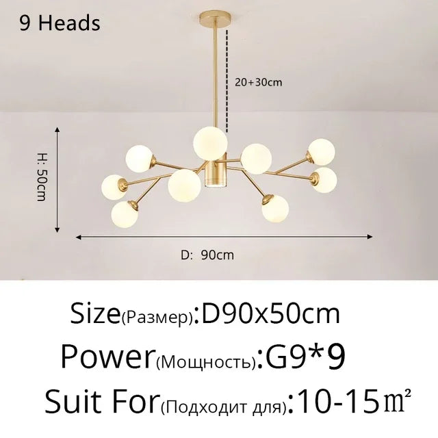 ثريا DecorBites™ الزجاجية الحديثة على شكل فرع - تصميم ماجيك بين لغرفة المعيشة