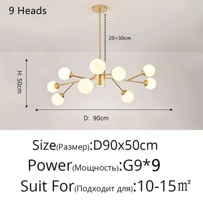 ثريا DecorBites™ الزجاجية الحديثة على شكل فرع - تصميم ماجيك بين لغرفة المعيشة