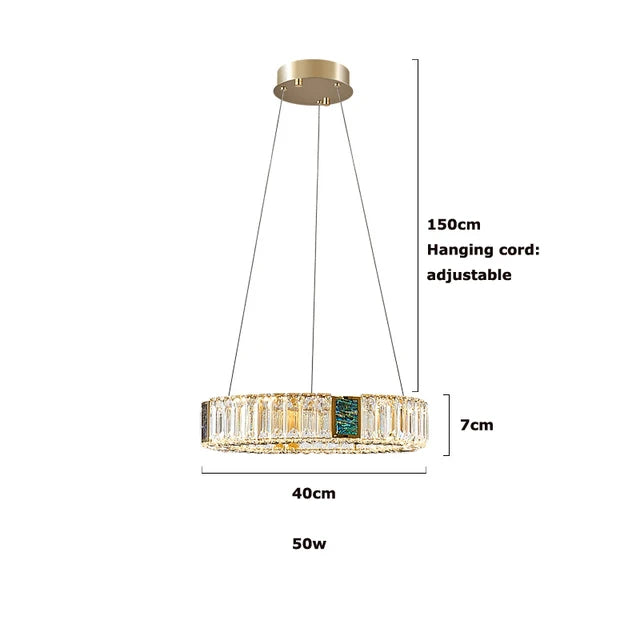 DecorBites™ Golden LED Ring Chandelier for Modern Luxury Living and Dining Spaces