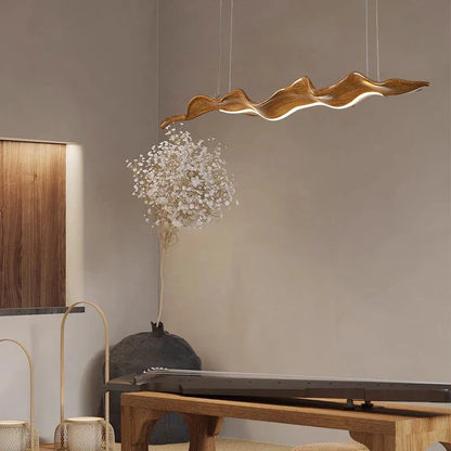 DecorBites™ Leaf Pendant Light: Modern Wood Hanging Lamp for Kitchen Dining Office Decor