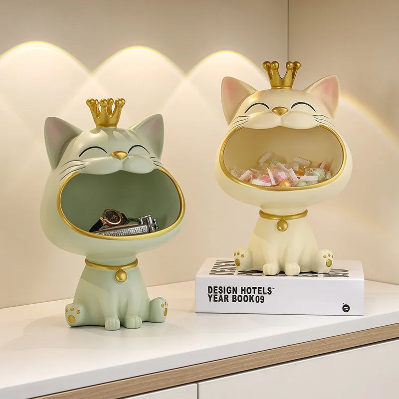 DecorBites™ Lucky Cat Sculpture Storage Box Desk Decoration Miniature Figurine