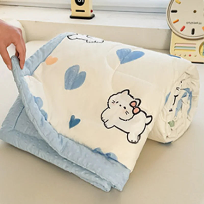 DecorBites™ Cartoon Pattern Summer Comforter: Skin-Friendly Breathable Quilt for Kids & Adults
